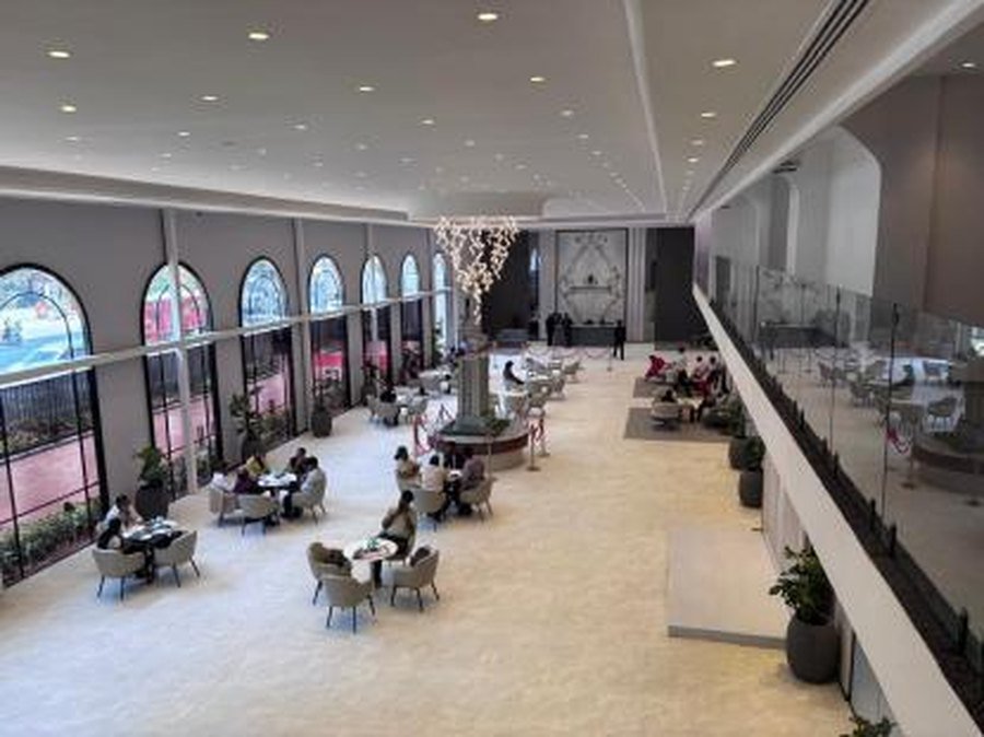 Finished interior lobby in an LGSF building