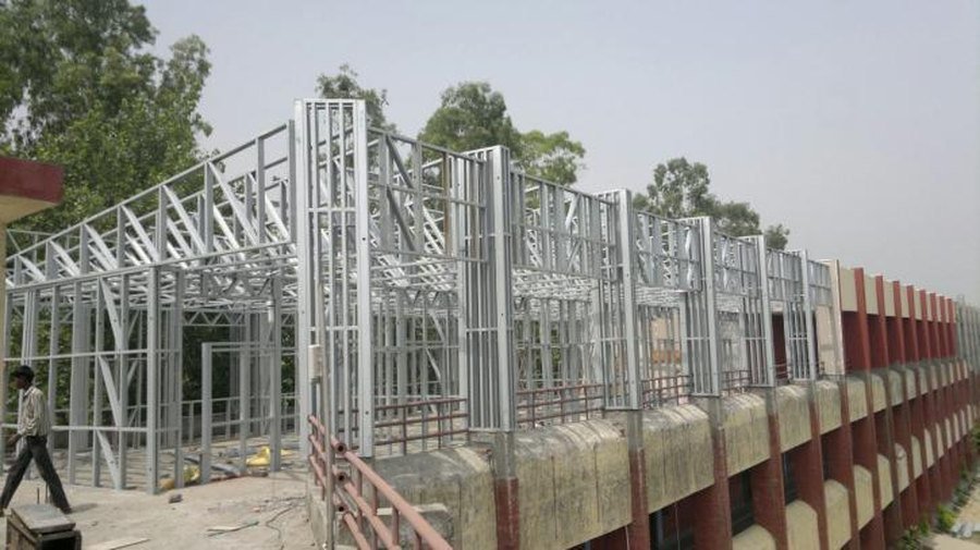 LGSF panels being erected on site